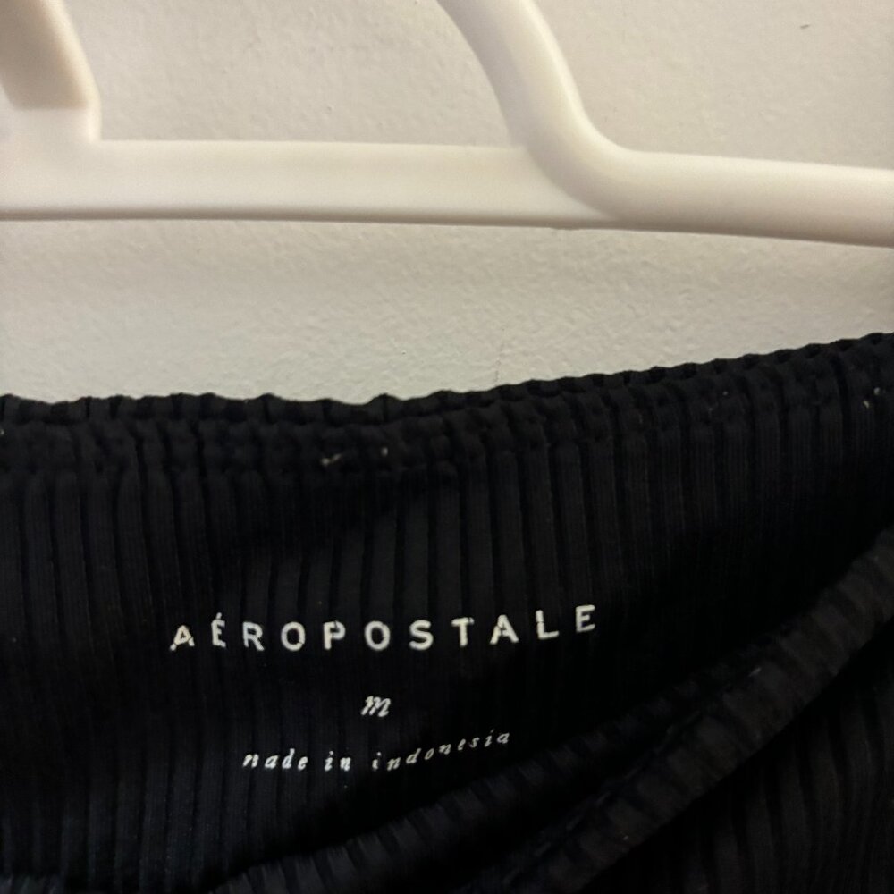 Aeropostale Ribbed Black Flare Leggings